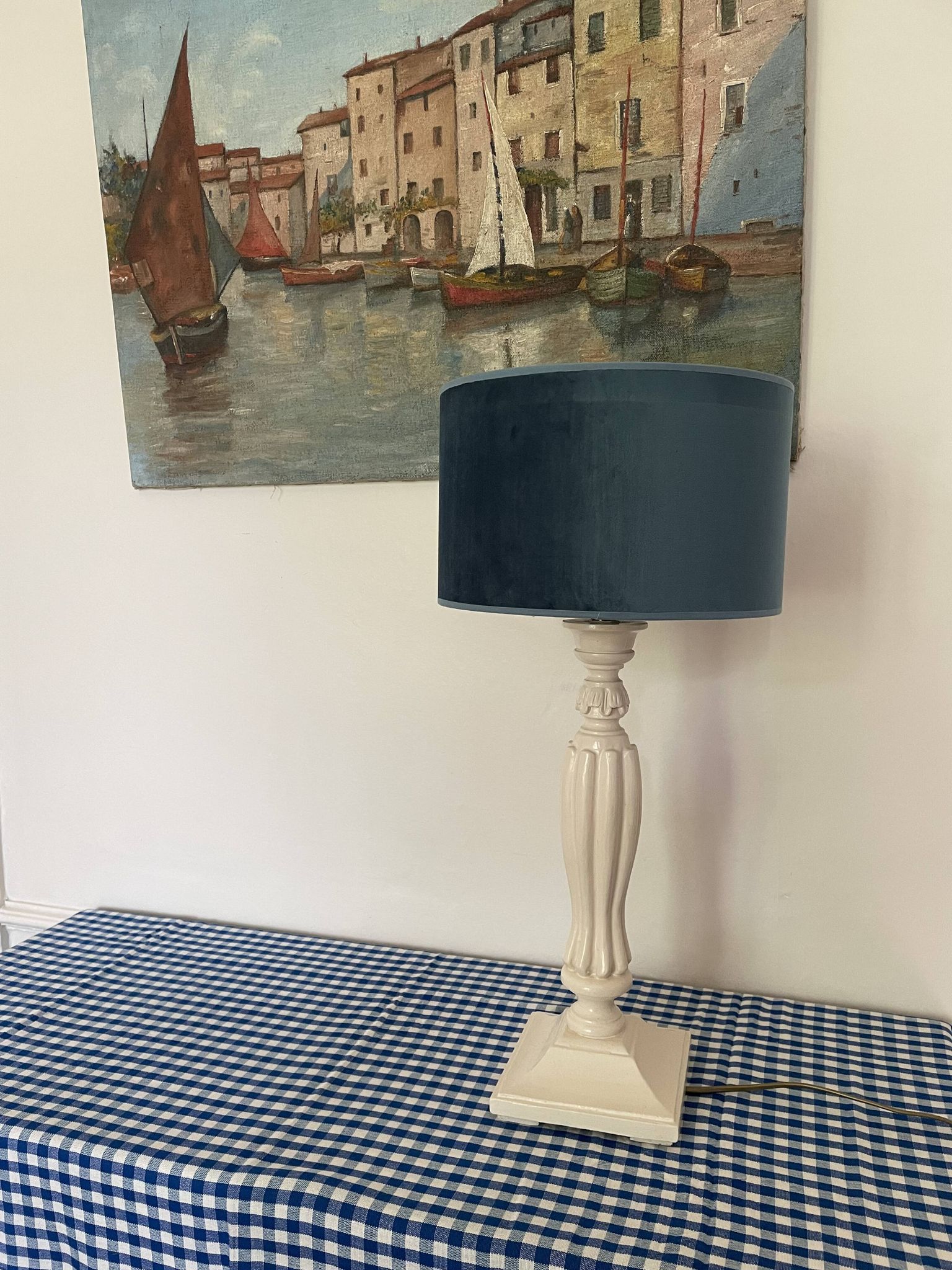 Lampe en bois sculpté Blanc d’Ivoire