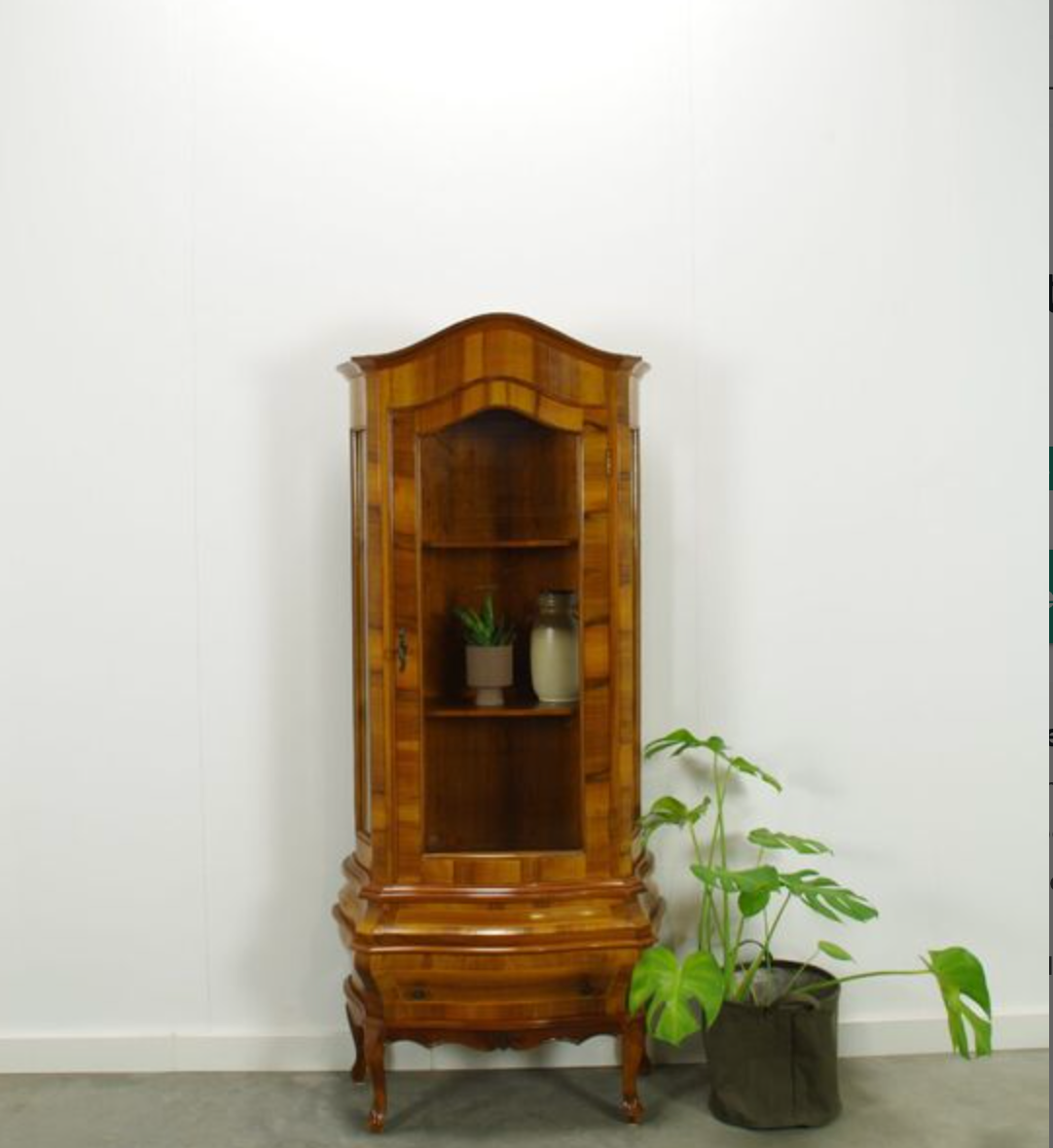Vintage walnut wood showcase