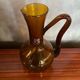 Antique Carafe CF Blown Glass Orange Amber Vintage #B842