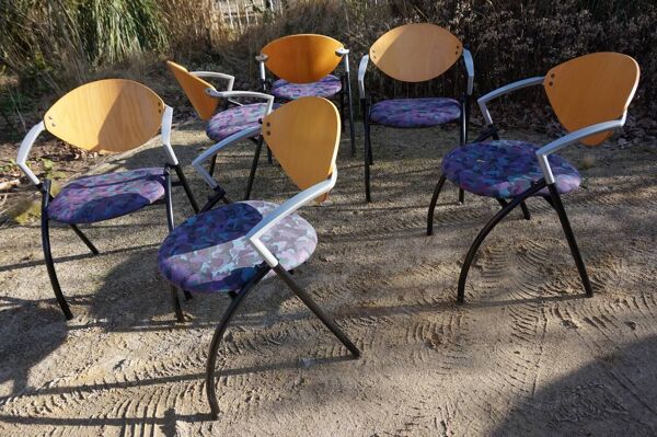 Ensemble de 6 chaises empilables Vepa Alpine / chaises de conférence, style Memphis