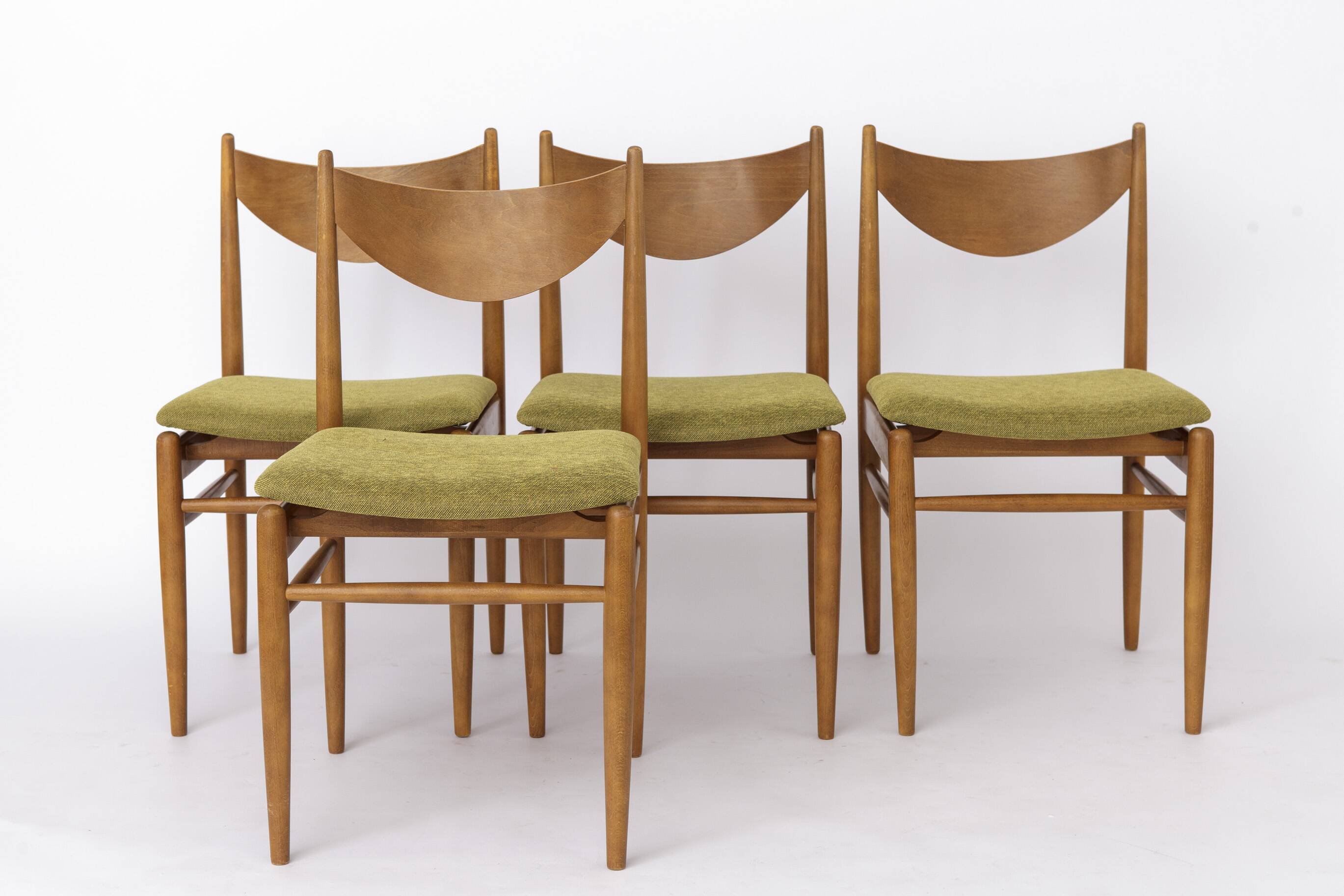 Set of 5 Vintage Dining Chairs, 1960s Germany, Wenzel, Beech Wood