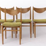 Set of 5 Vintage Dining Chairs, 1960s Germany, Wenzel, Beech Wood