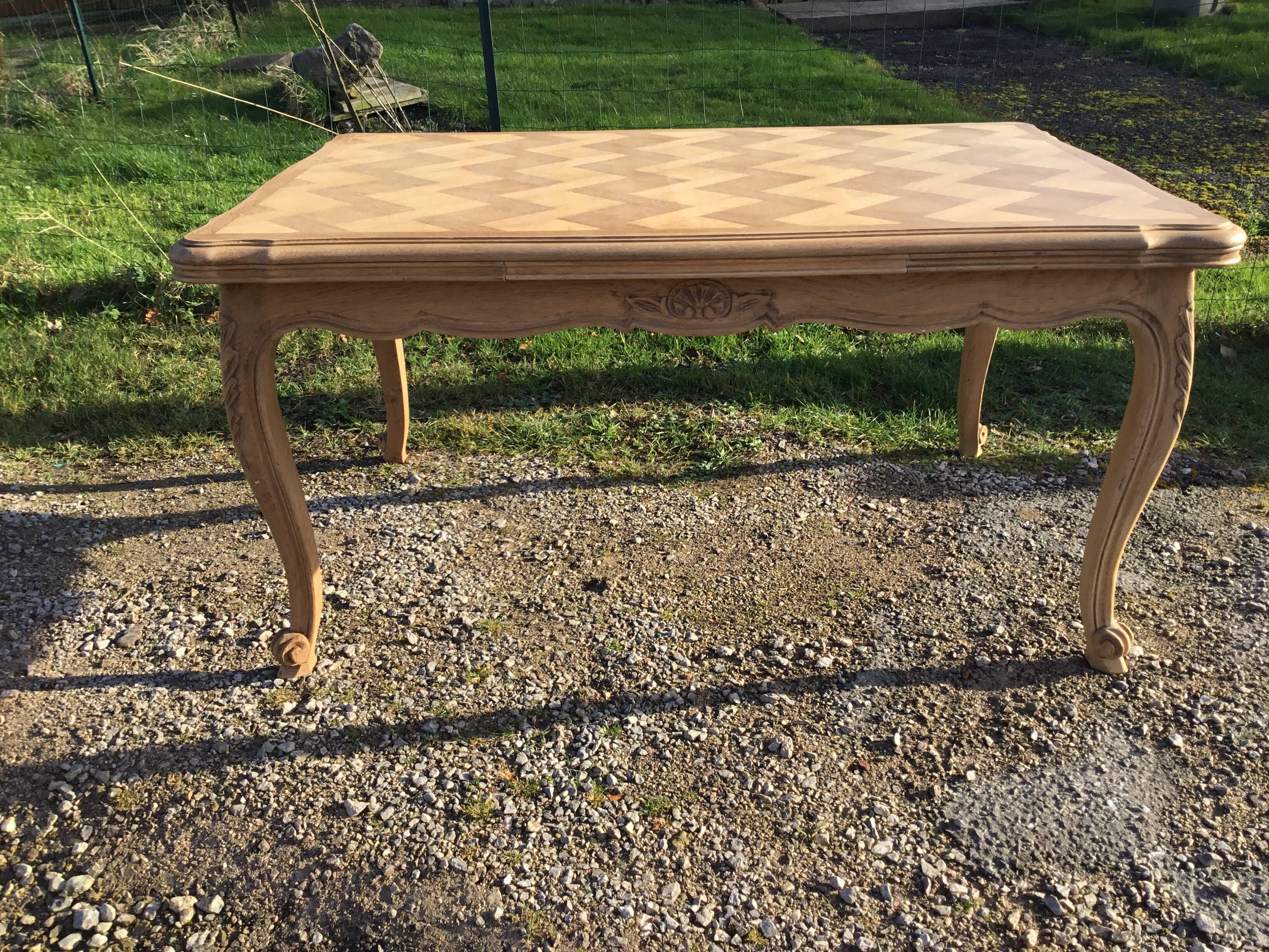 Louis XV style table in stripped and lightened oak