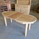Oval wooden table – 2 extensions – sandblasted & varnished