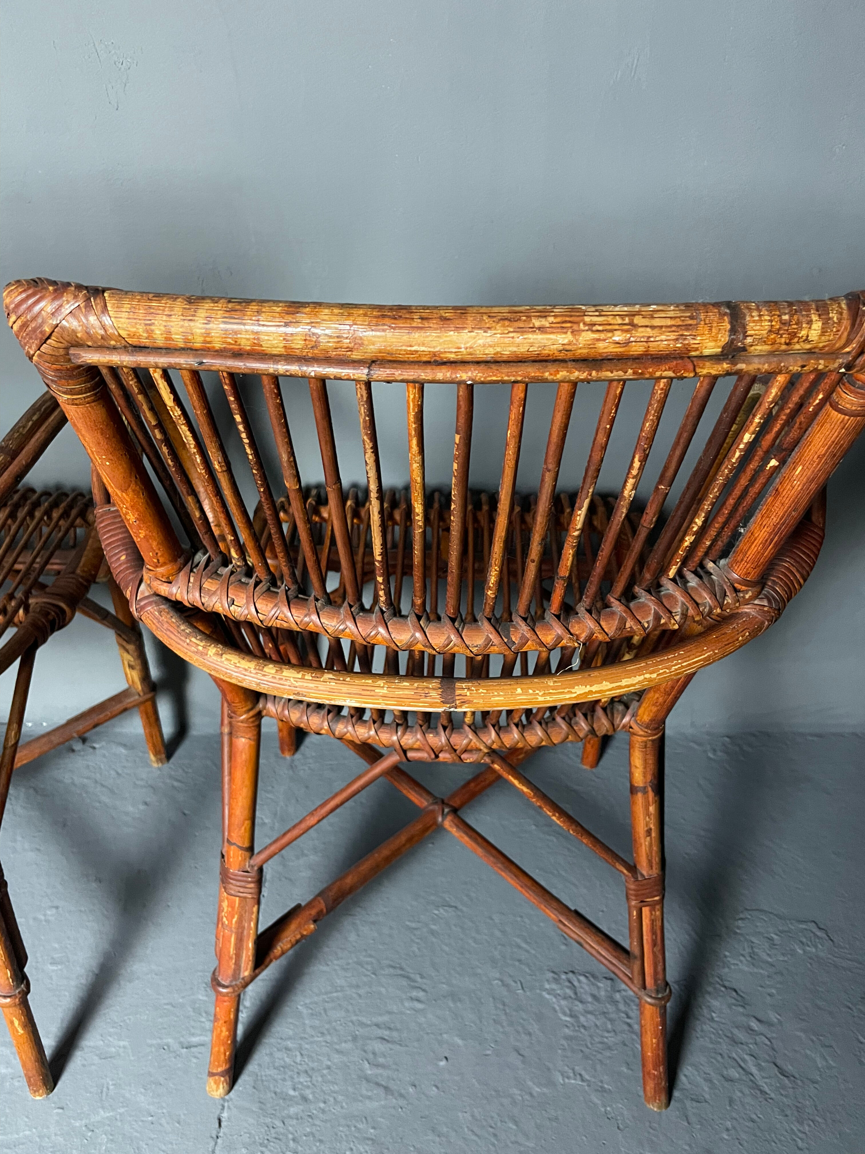 Paire de fauteuils en rotin 1930
