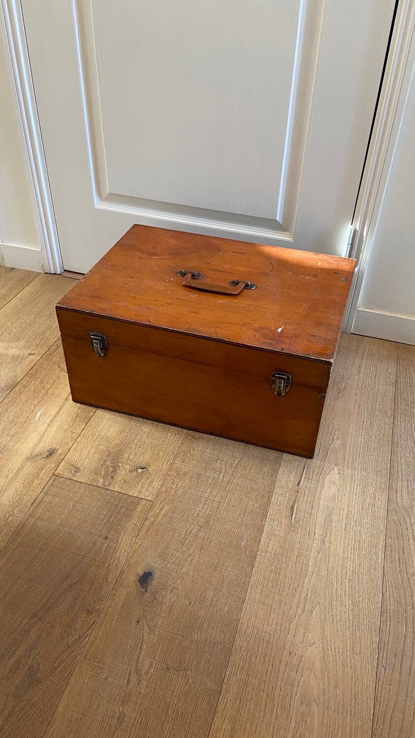 Vintage wooden toolbox chest
