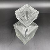 Vintage, whisky decanter, pitcher, bottle, square cap, diamond decoration, spikes, 1960s, 1970s