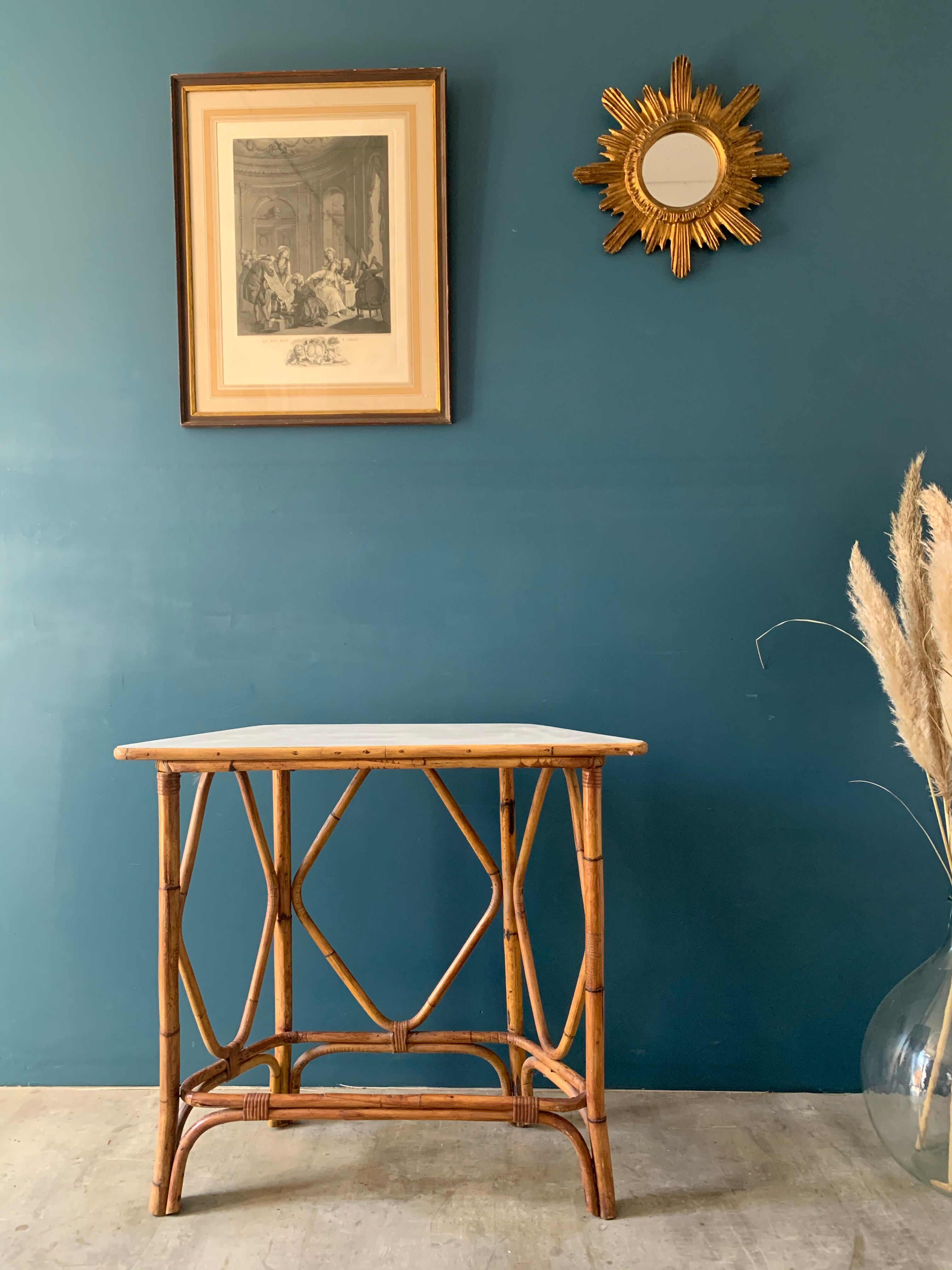 Vintage rattan console