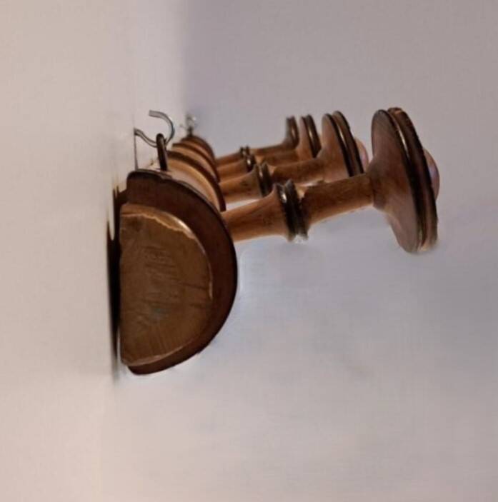 Coat rack "bamboo" with 4 old hooks.