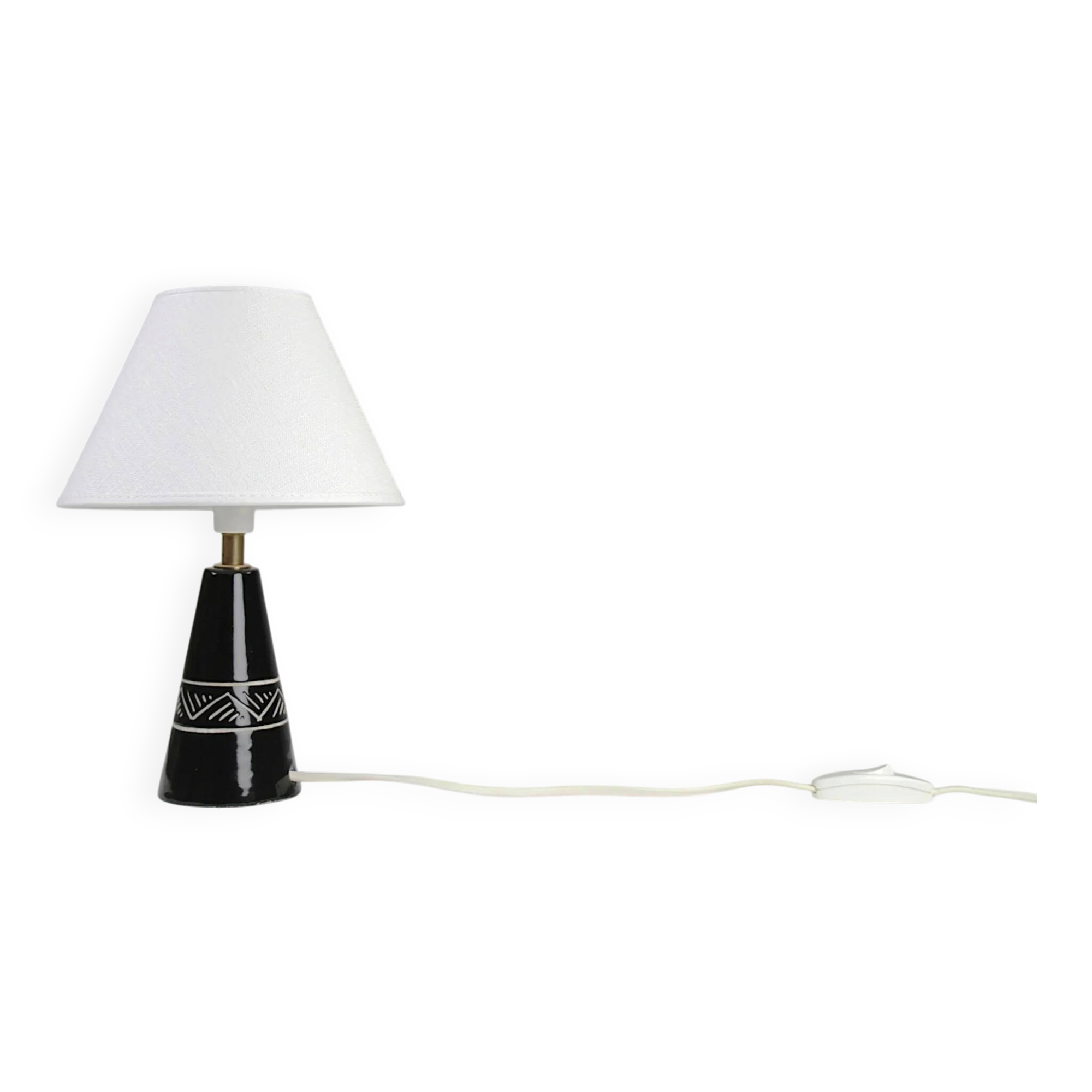 Black ceramic table lamp with sgraffito detail, Scandinavia, 1960s/1970s