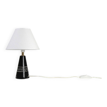 Lampe de table en céramique noire avec détail en sgraffite, Scandinavie, années 1960/1970