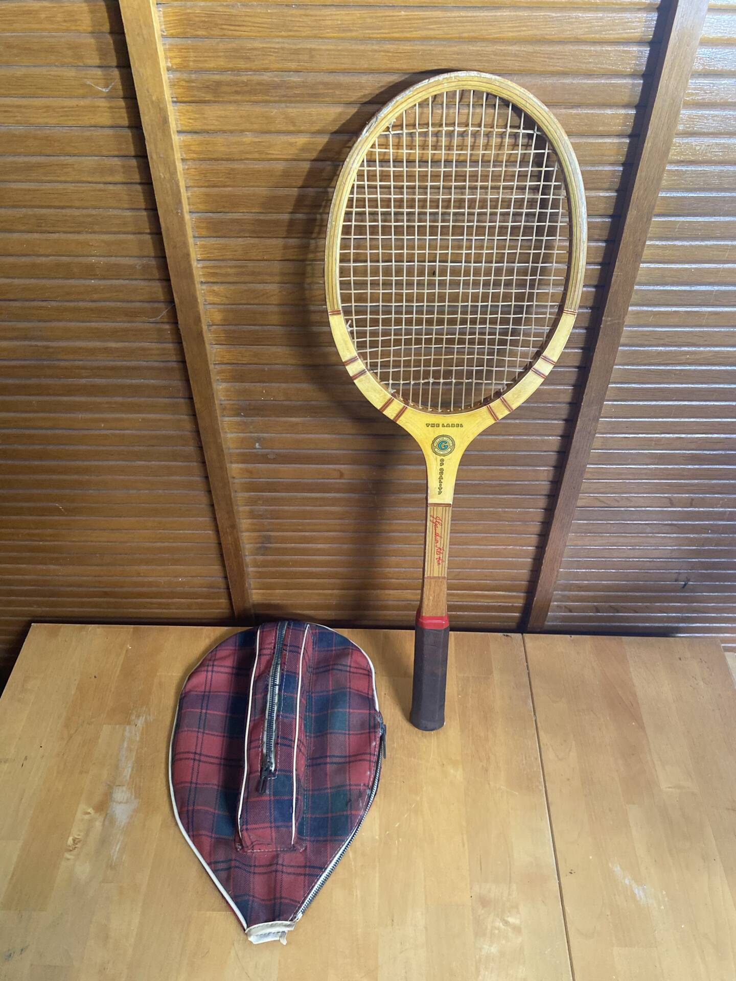 Vintage donnay la hutte wooden tennis racket + montana cover