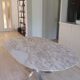 Oval table roche bobois in marble and chrome steel of the 70s