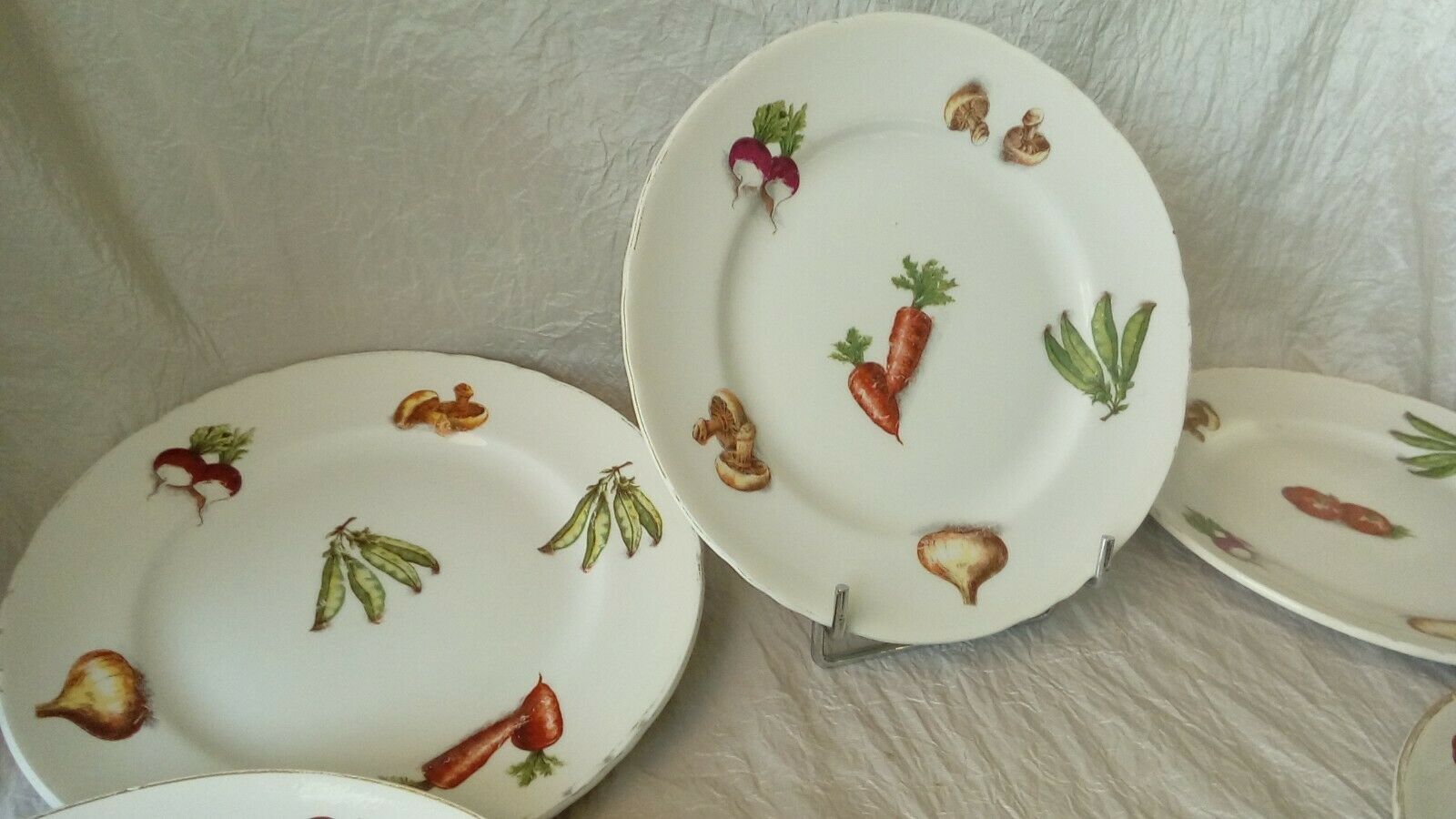 6 dessert plate in faience decor legumes 4 seasons moulin des loups n°1