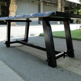 Black black brutalist table in elm