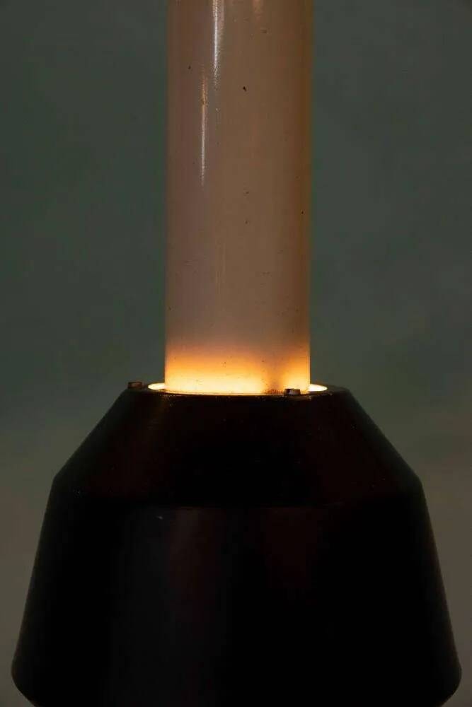 Vintage pendant light design, retro black and white ambient lamp.