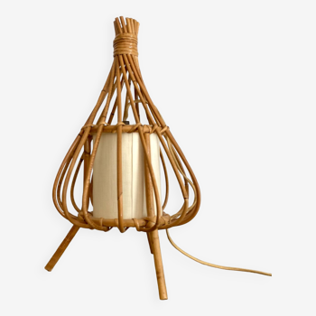 Rattan lamp, 2m fabric cable, paper lampshade