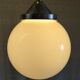 Art Deco aluminium suspension with XL opaline globe - mid 20th century.