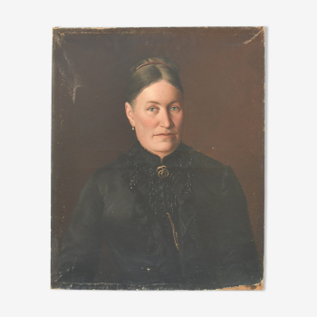 Huile sur toile portrait Timothée Hacquart XIX-XX