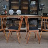 Lot de 4 Anciennes Chaises de Bistrot BAUMANN FRANCE 1960