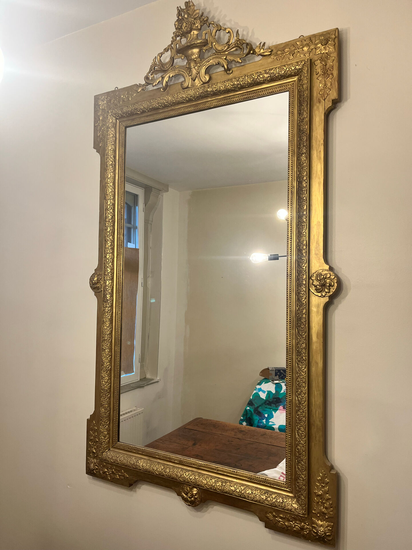 Large gilded antique mirror