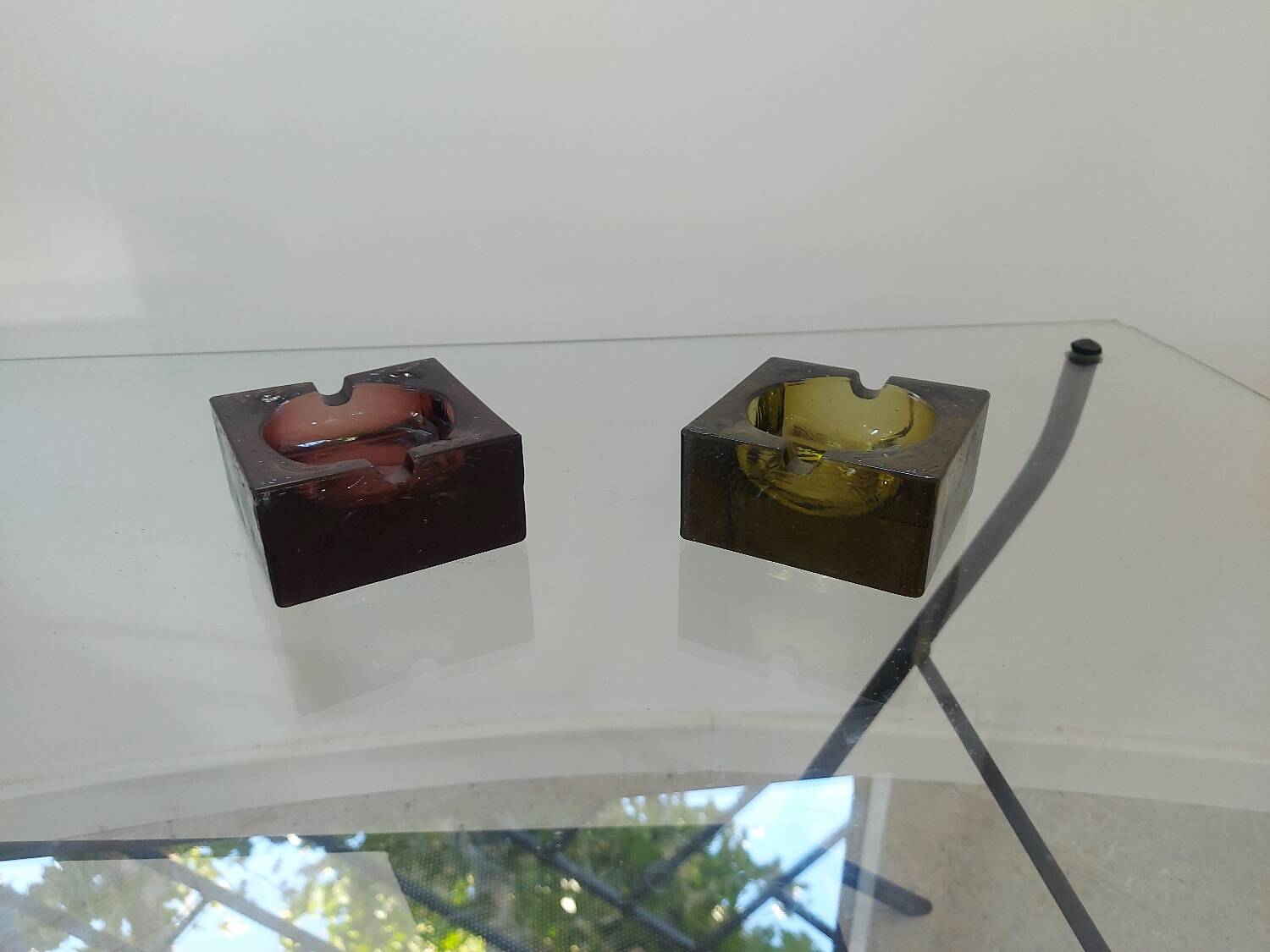 Two vintage glass ashtrays