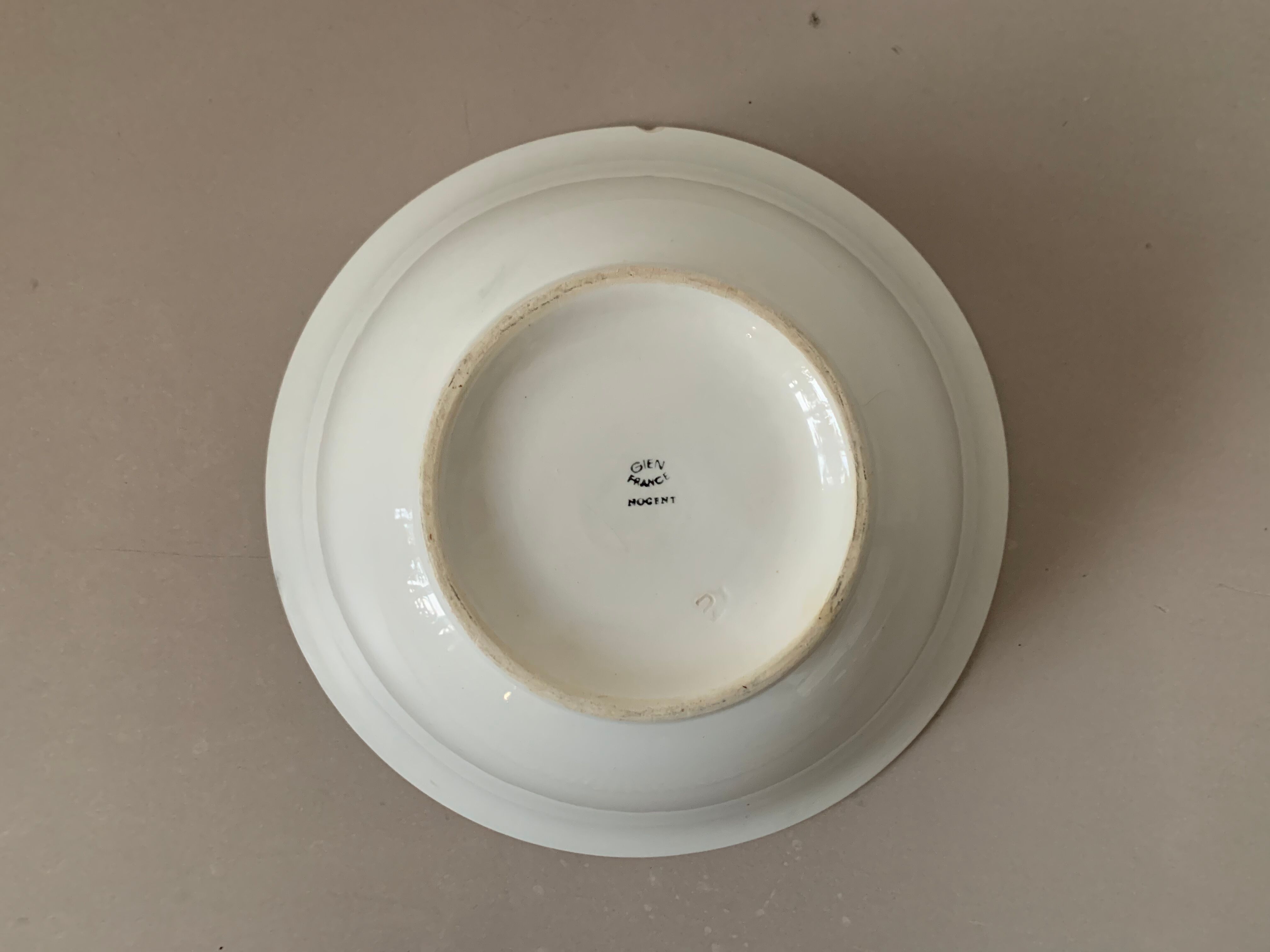 Antique ceramic salad bowl from the Gien factory