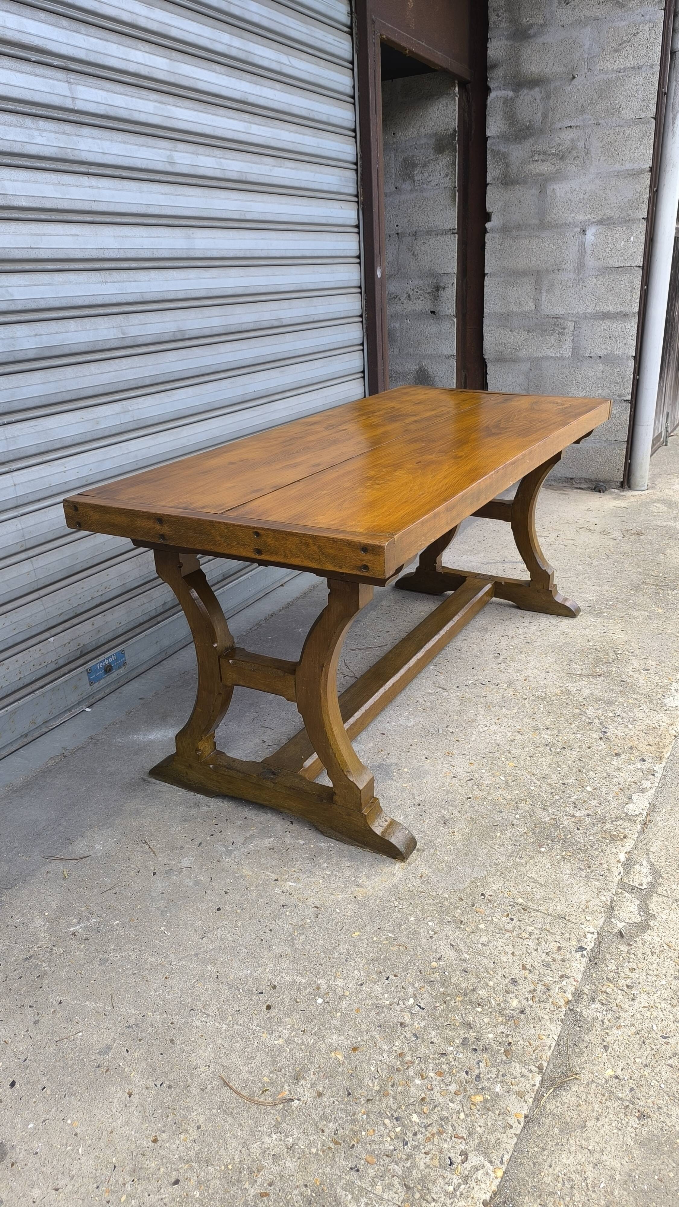 Solid elm farmhouse table, 1920