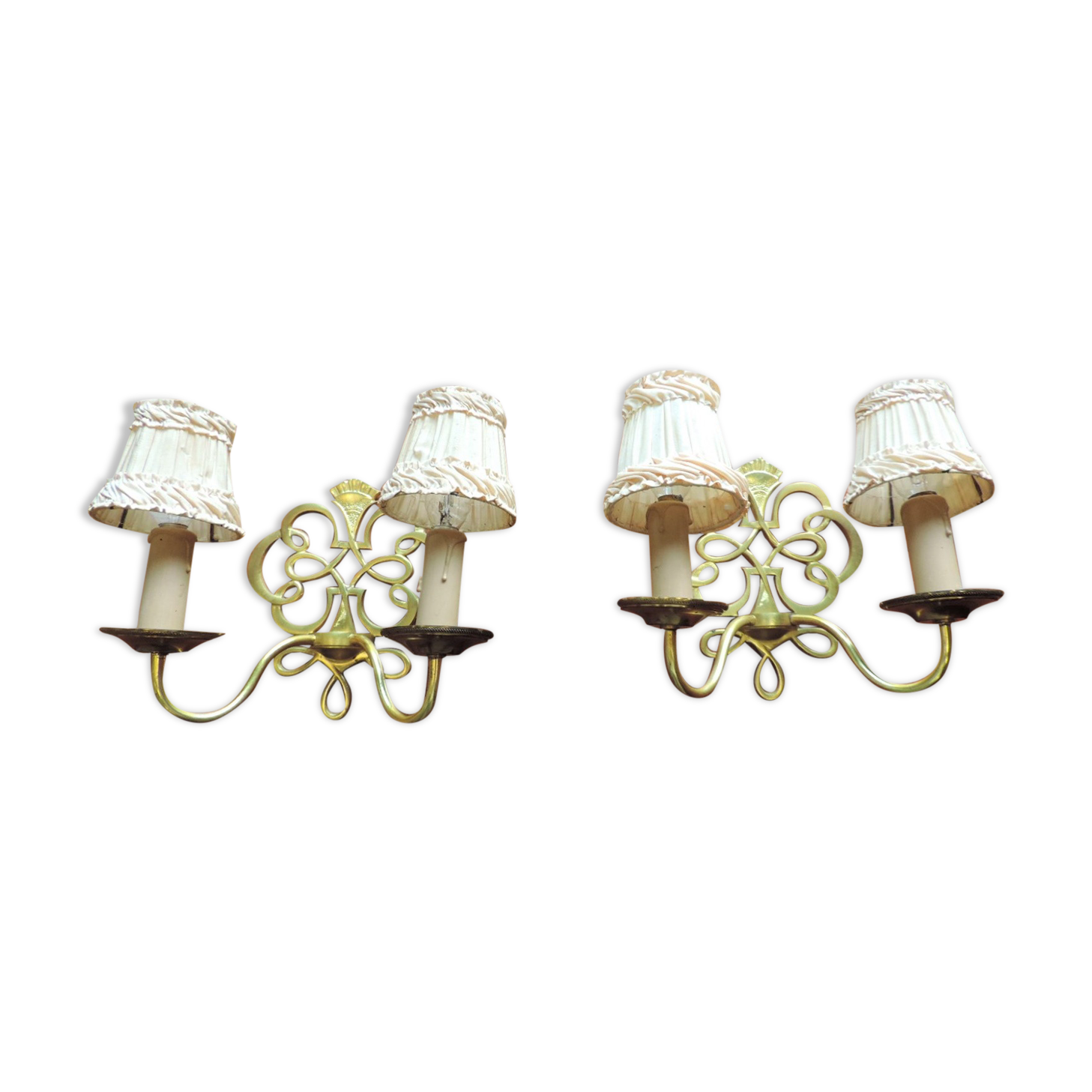 Pair of 1970 brass wall lamps