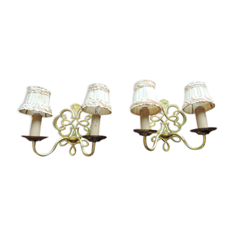 Pair of 1970 brass wall lamps