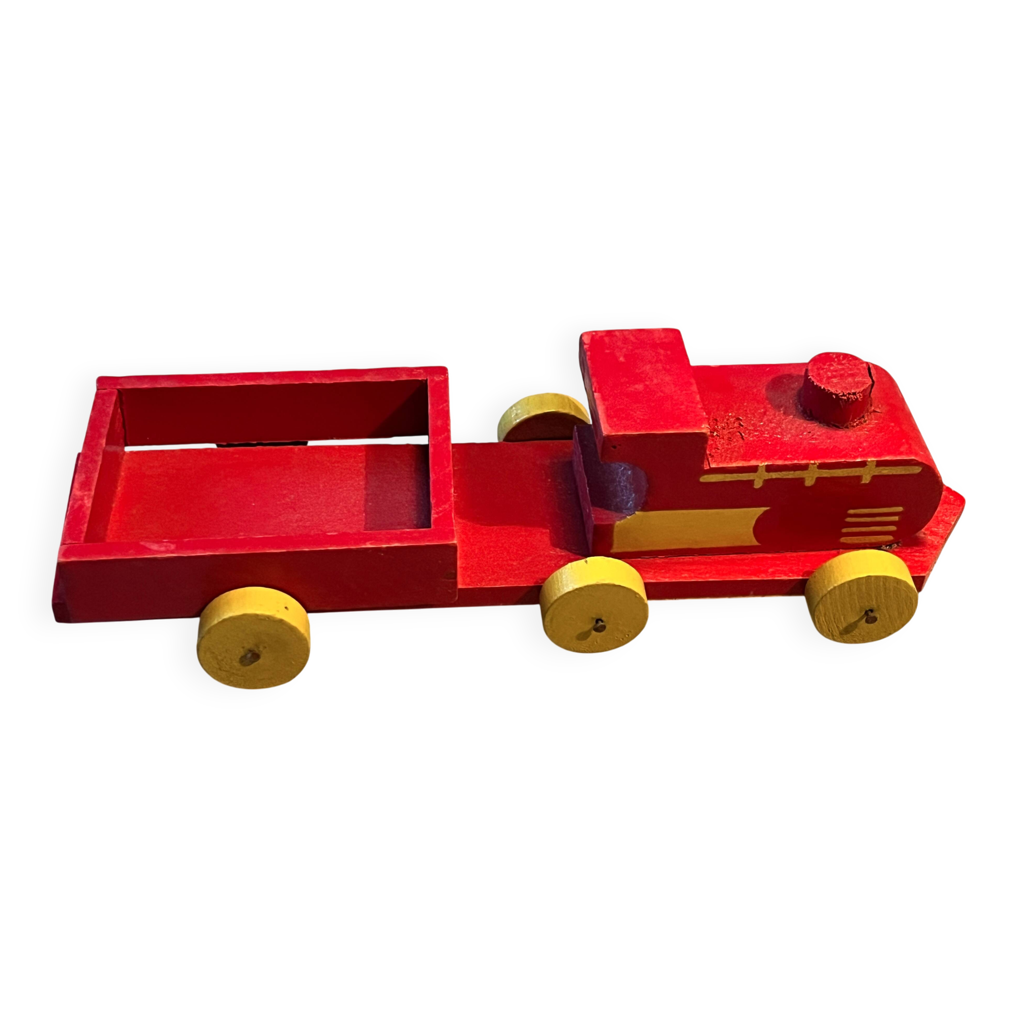 Wooden locomotive and tender, antique toy