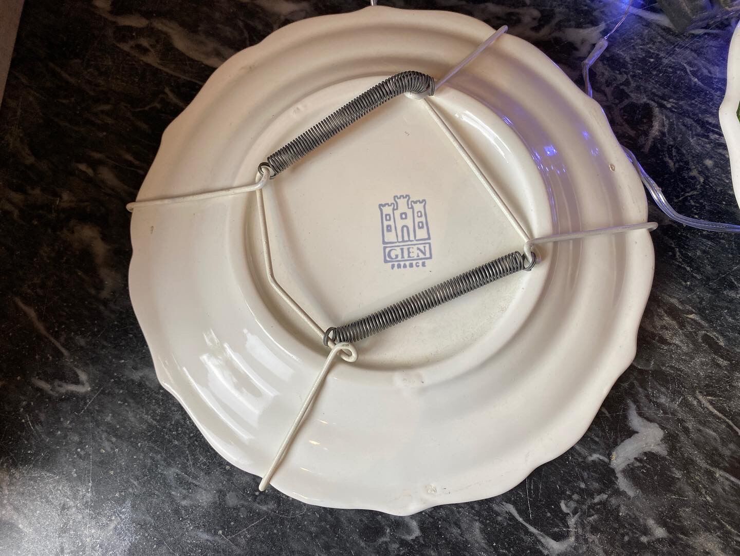 Set of 3 decorative earthenware plates stamped "Gien"