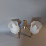 Neoclassical Torch two-arm wall lamp in solid brass, circa 1940