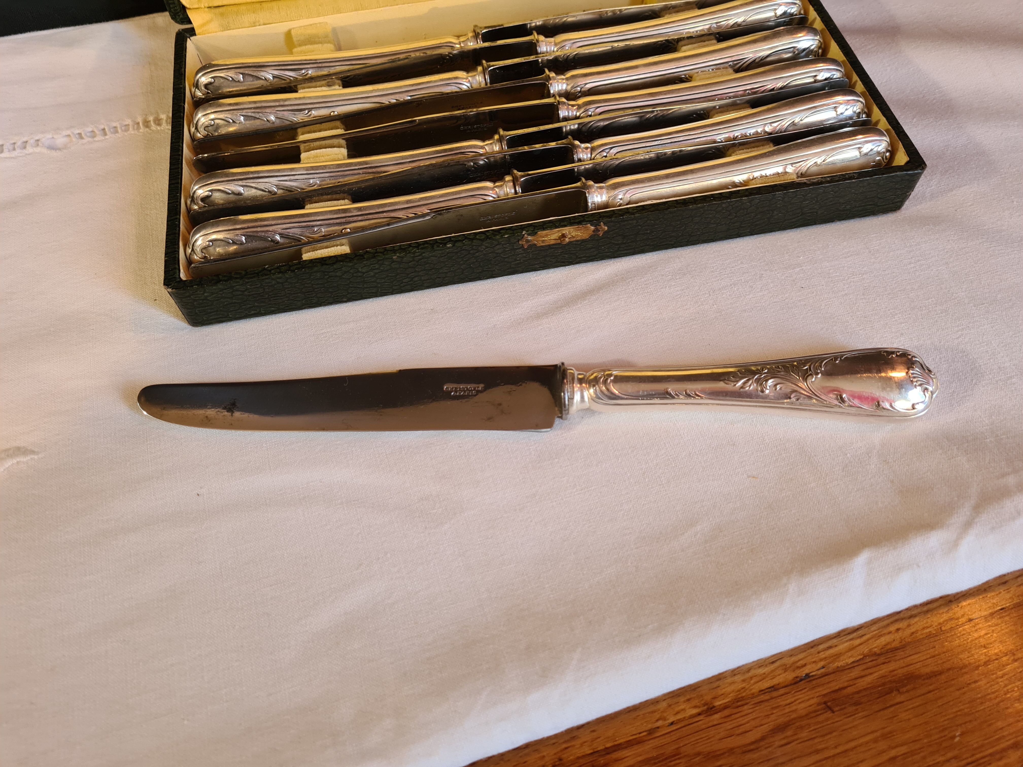 Box of 10 silver metal knives Cristofle