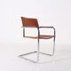 4 Matteo Grassi leather cogna cantilever armchairs