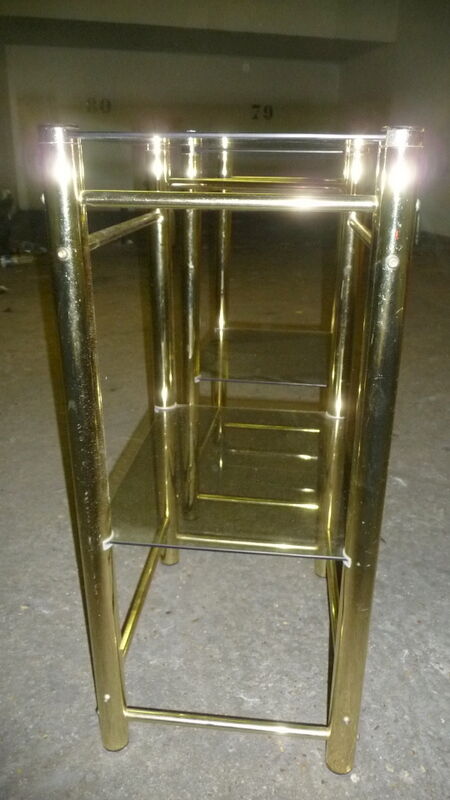 Glass and brass bedside tables