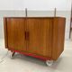 Teak Tambour Door Cabinet By Kai Kristiansen For Feldballes