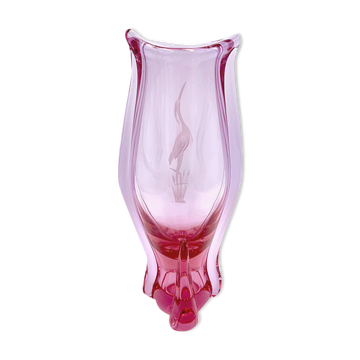Vase rose, M. Klinger Zelezny Brod, Tchécoslovaquie, années 1960