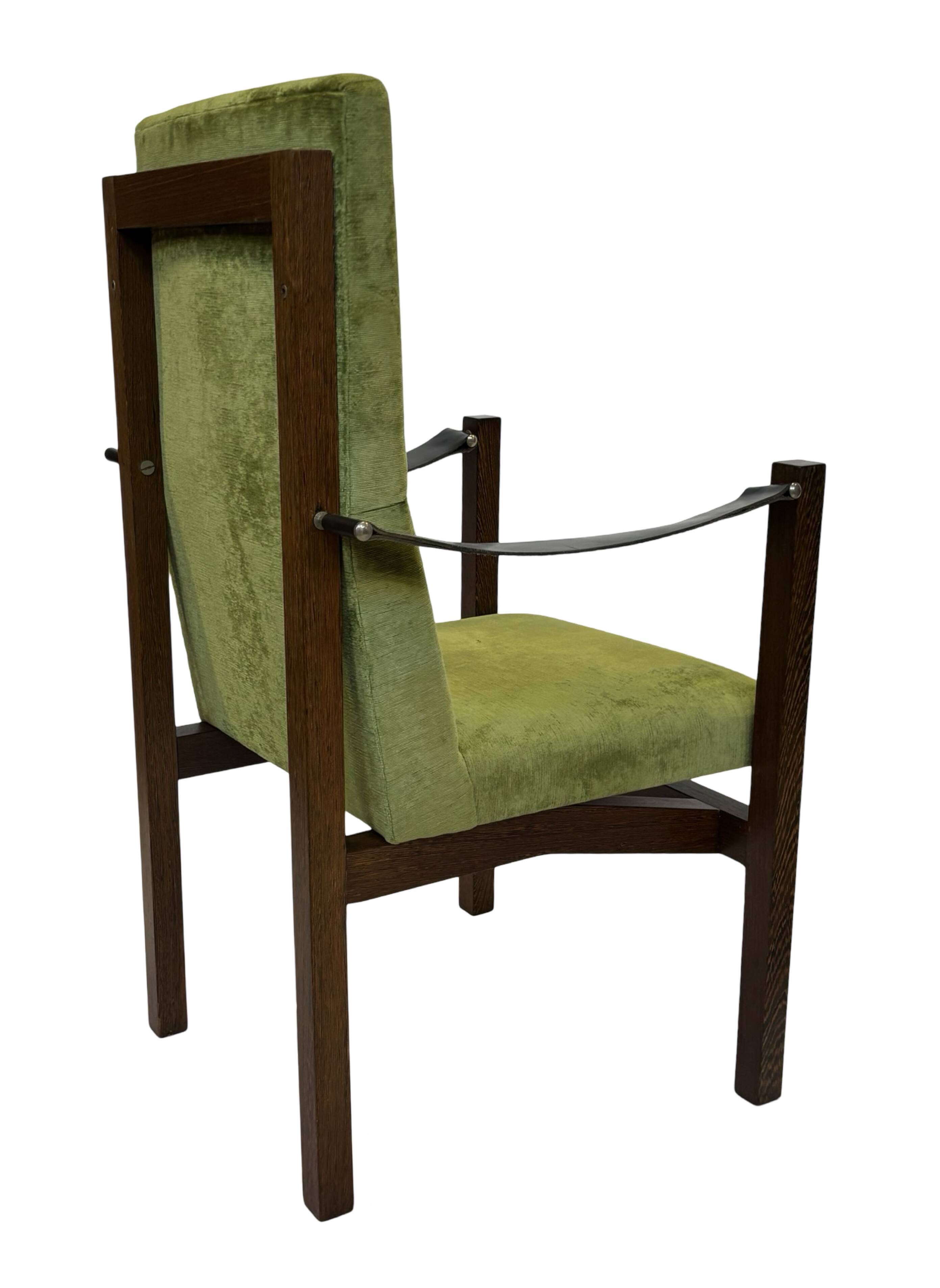 Vintage armchair solid wenge design 60s leather armrests design