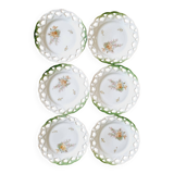 6 assiettes à desserts en porcelaine ajourée
