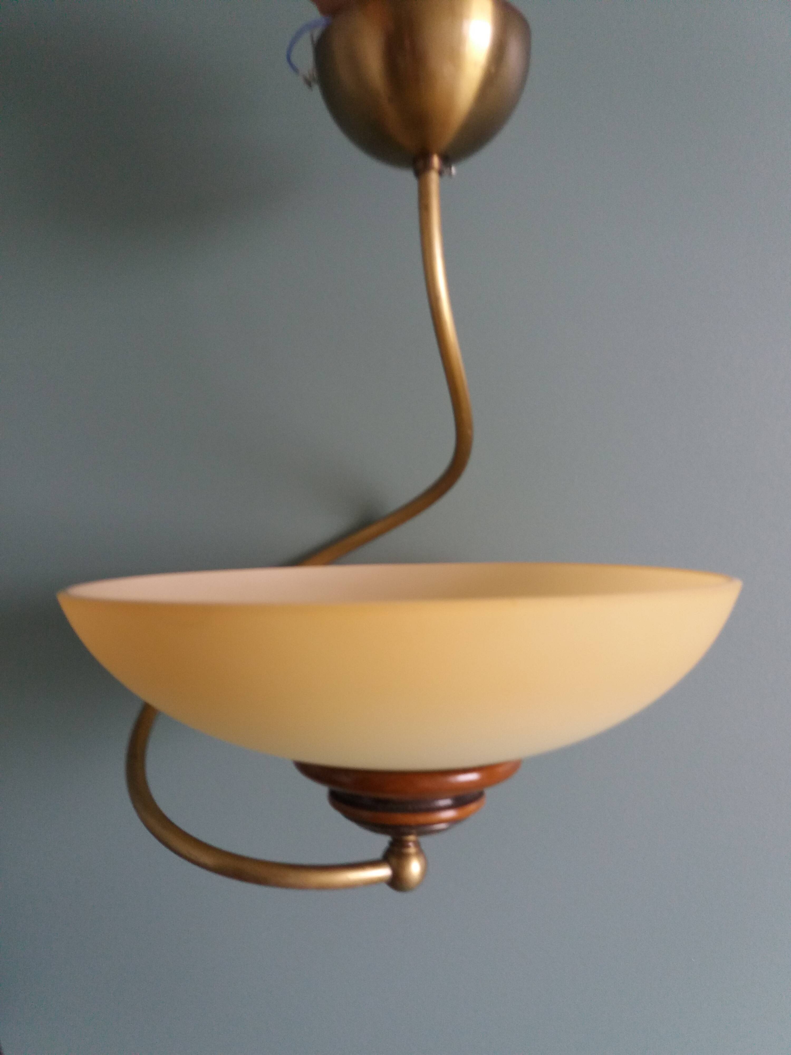 CVL ceiling light pendant glass, brass and wood