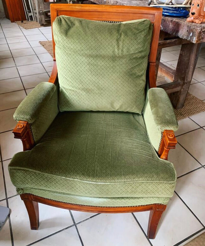 Green "Bergère" armchair