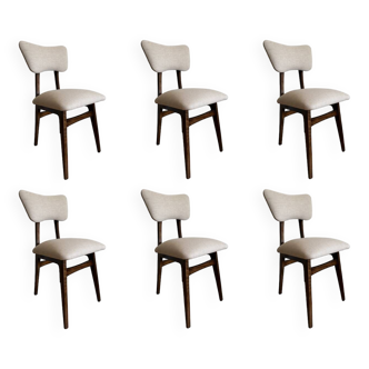 Set of 6 midcentury beige dining chairs, europe, 1960s