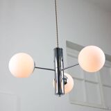 Vintage Italian Chrome and Opaline Chandelier