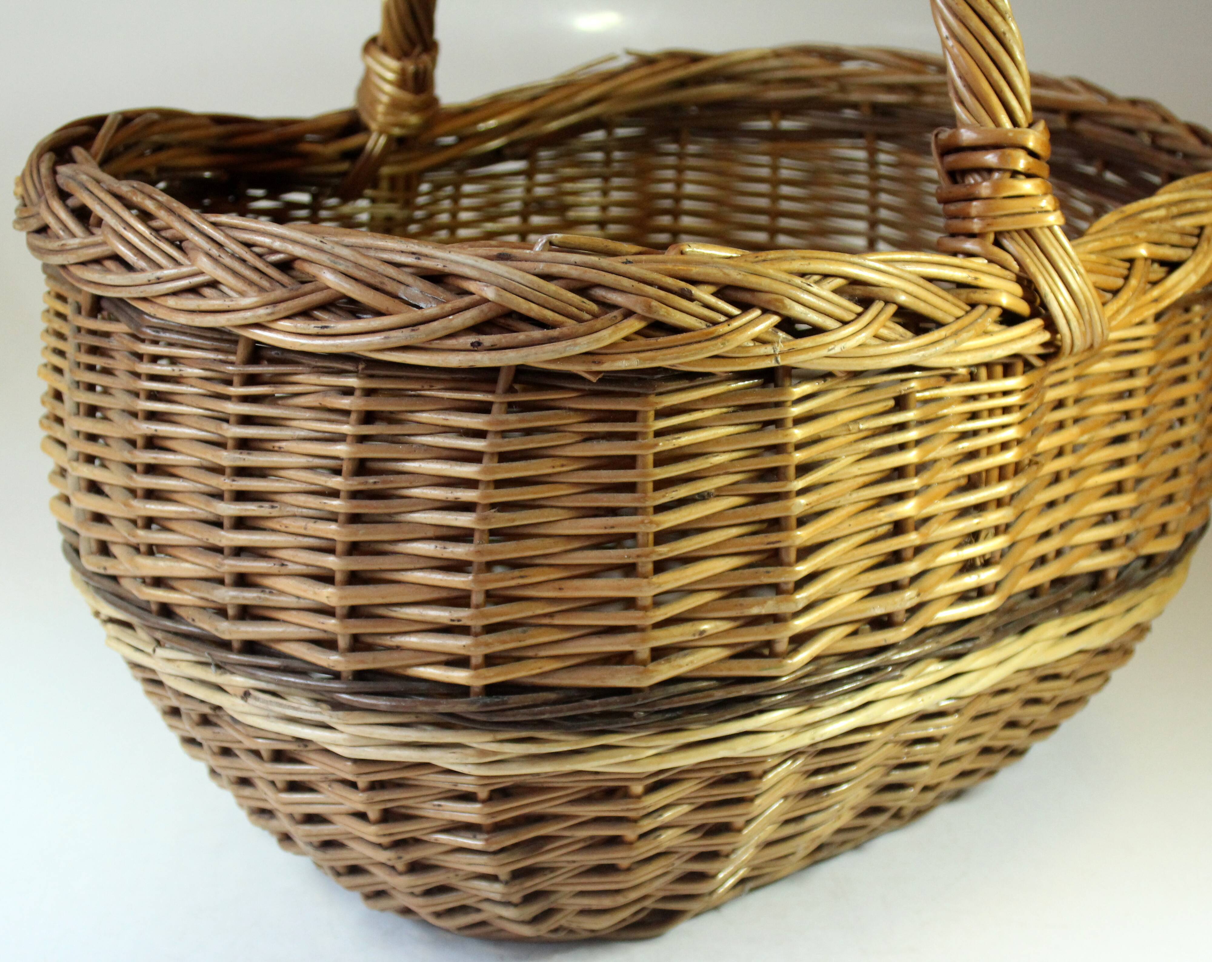 Wicker shopping basket, braided, handmade, vintage