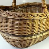 Wicker shopping basket, braided, handmade, vintage