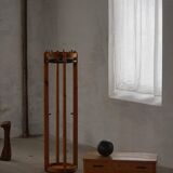 Modern Danish, brutalist round coat rack in solid pine, cylindrical shape, 1970s.