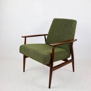 Armchair 'Lis', 1970s olive boucle, design by Henryk Lis - 2 pieces available