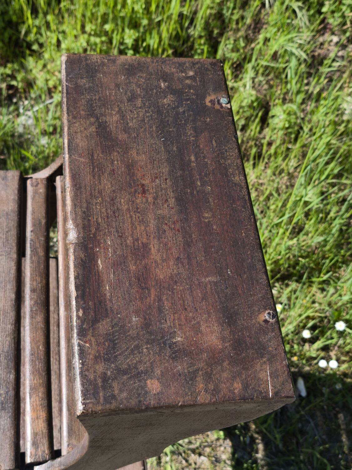 Chair, library step stool