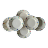6 antique flat plates in Gien earthenware